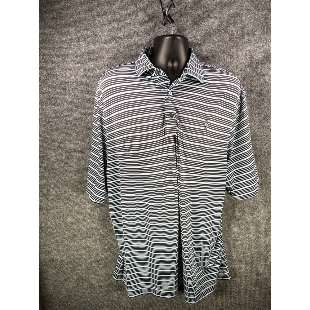 FootJoy Men Blue Striped Golf Ponte Vedre Short Sleeve Collared FJ Polo Shirt XL
